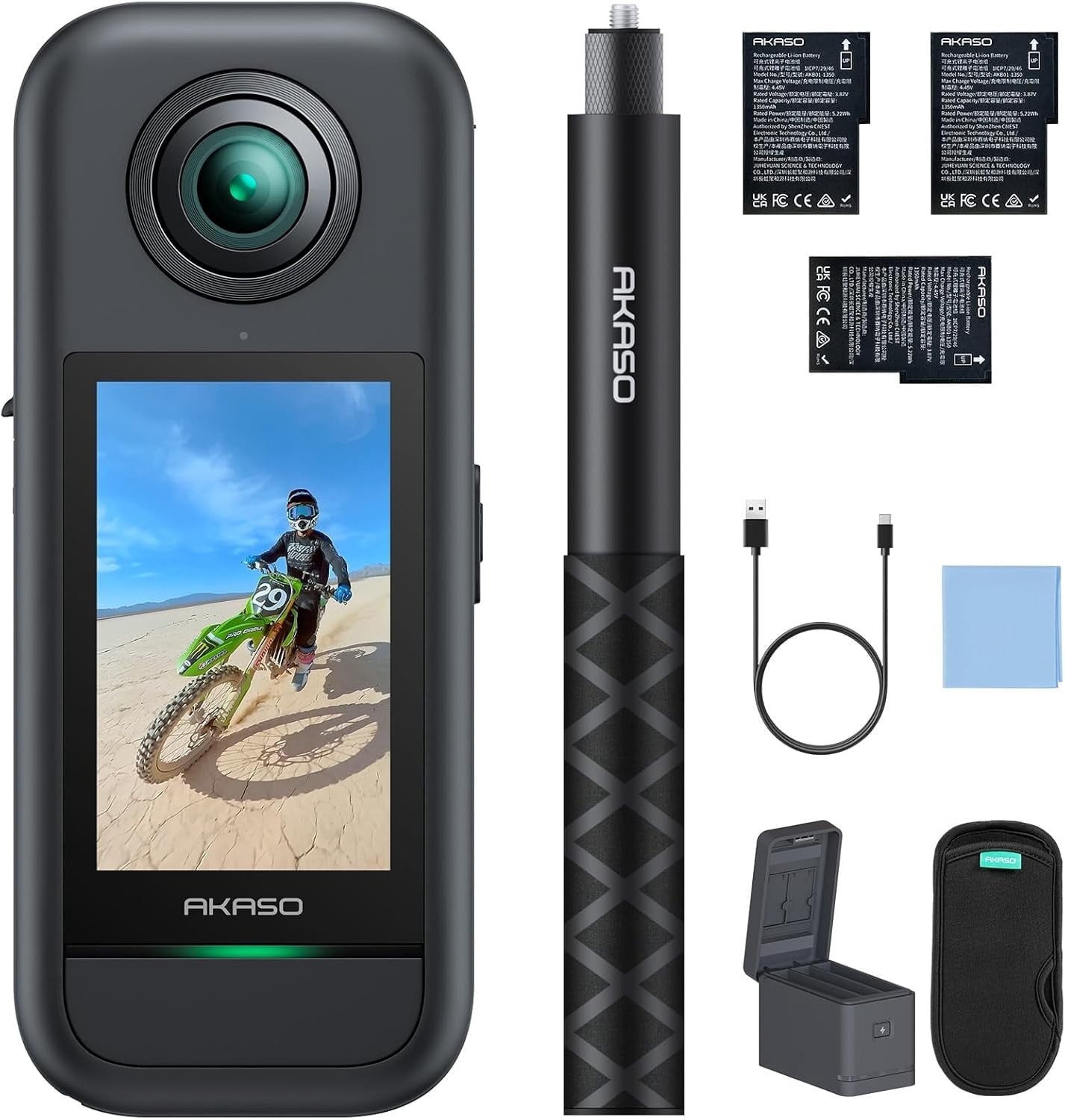 AKASO 360° Action Camera Drone View Combo 5.7K 360 Video with 1/2″ 48MP Sensors