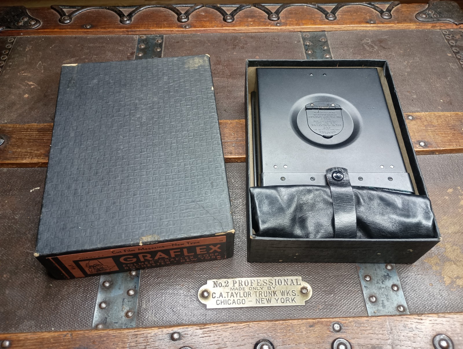 NOS 1920s-30s Graflex 4×5 Cut Film Magazine Bag Mag In Box w/ 12 Septums Folmer