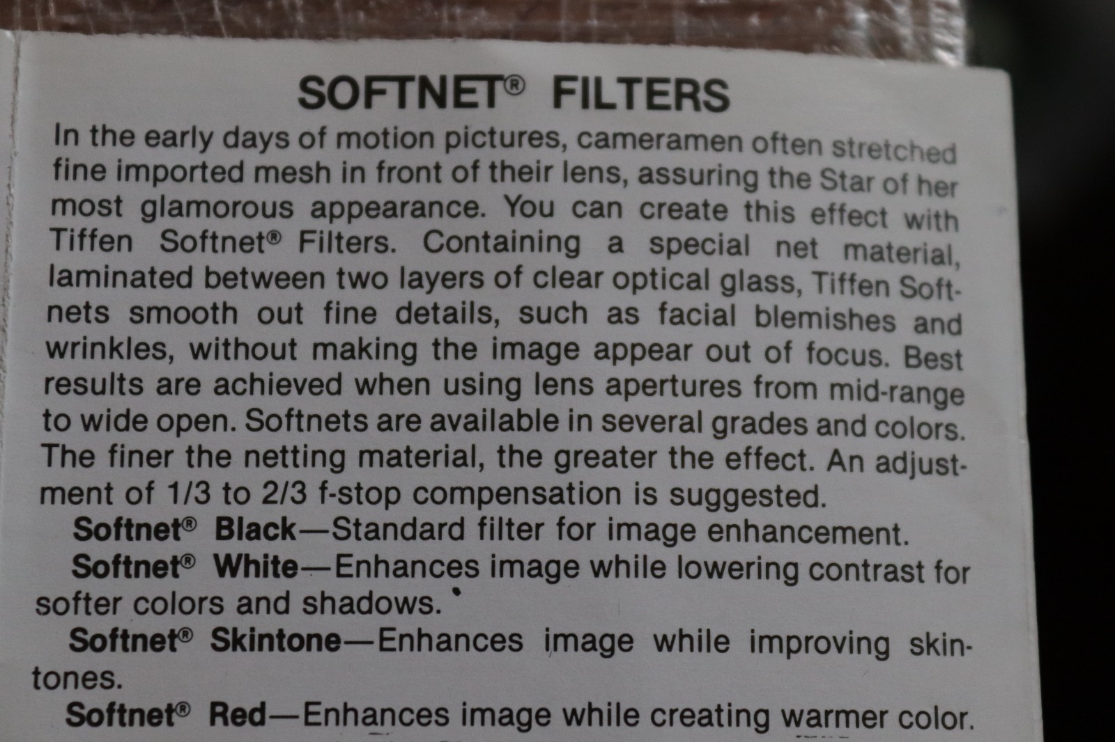 NEW Vtg TIFFEN 49mm SOFTNET RED 3 FILTER, USA 49mm Softnet R3 Red Warm Diffusion