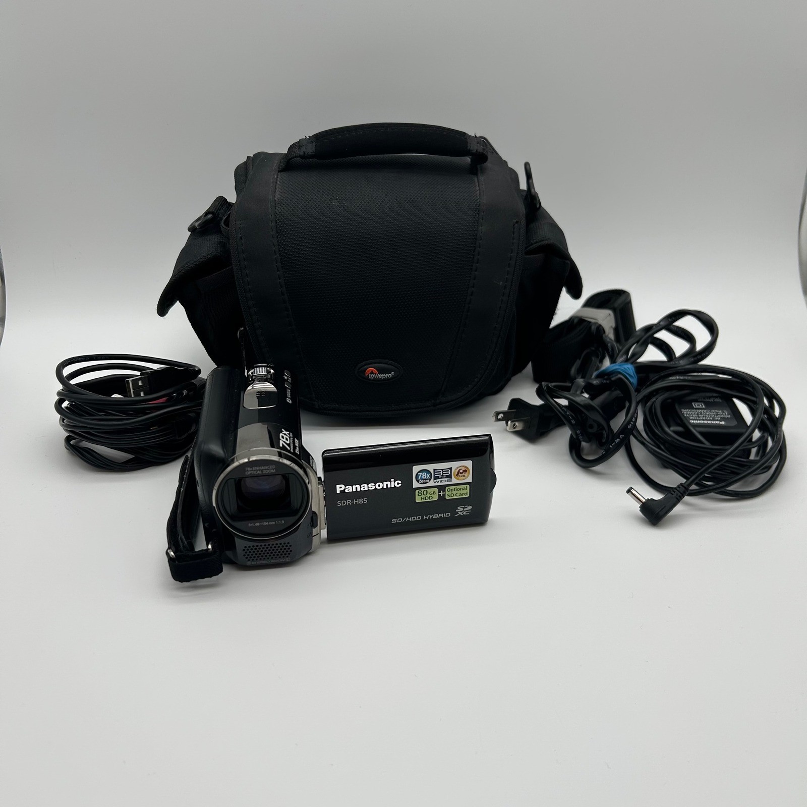 Panasonic SDR-H85 Camcorder Unisex 80GB Black 78x Zoom Hybrid HDD Bundle Tested