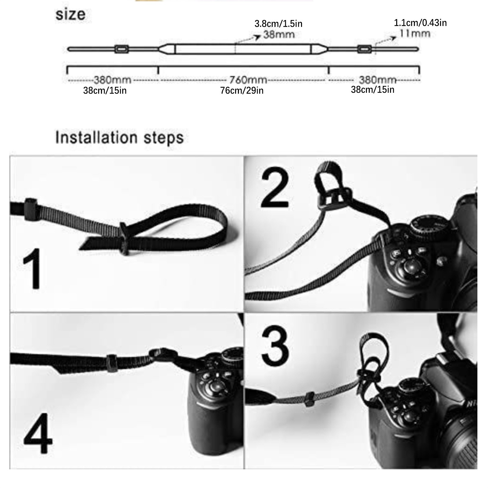1Pc Vintage Camera Shoulder Neck Strap Cotton Leather Belt For DSLR Cameras.