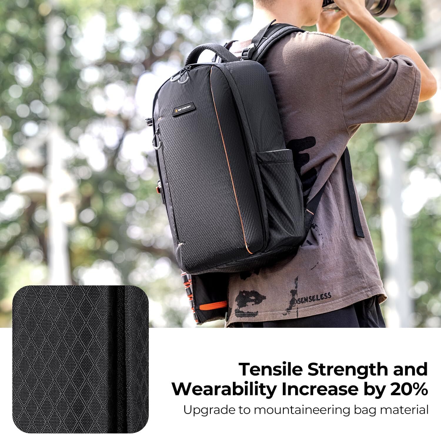 K&F Concept Camera Backpack for Photographers with Movable Dividers Lightweight