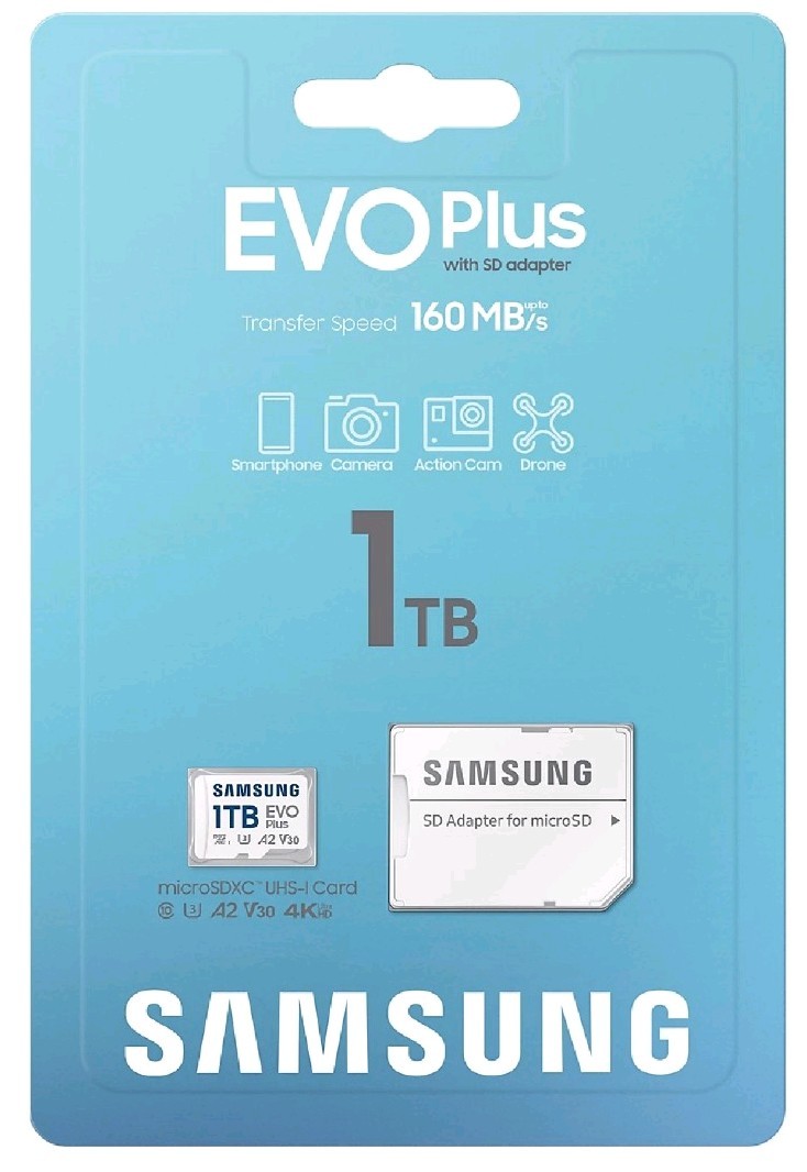 Samsung EVO Plus 1TB microSDXC UHS-I U3 A2 V30 Memory Card w/ SD Adapter