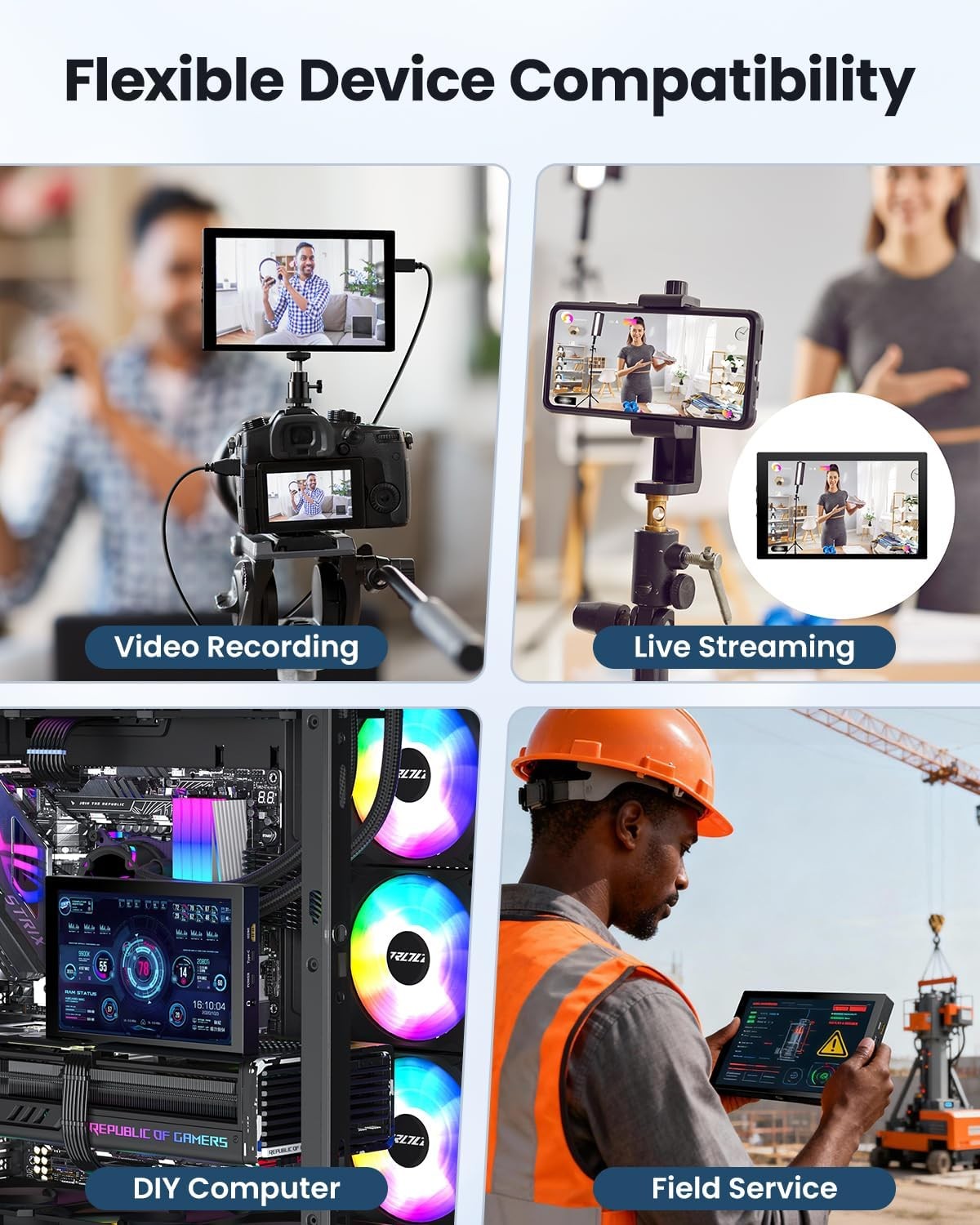 Eyoyo 7″ DSLR Camera Field Monitor HDMI 1280×800 IPS Video Mirroring fr iPhone