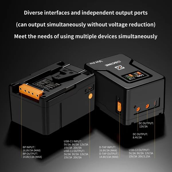V99 Pro V-Mount Battery, 94.72Wh 6400mAh 14.8V with PD 100W Fast Orange