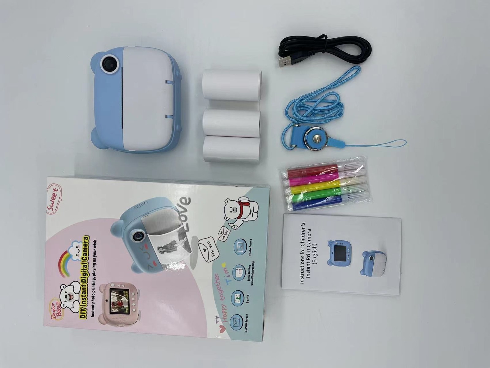 Kids Instant Print Digital Camera 1080P HD Video Camera with 32G Card Gift