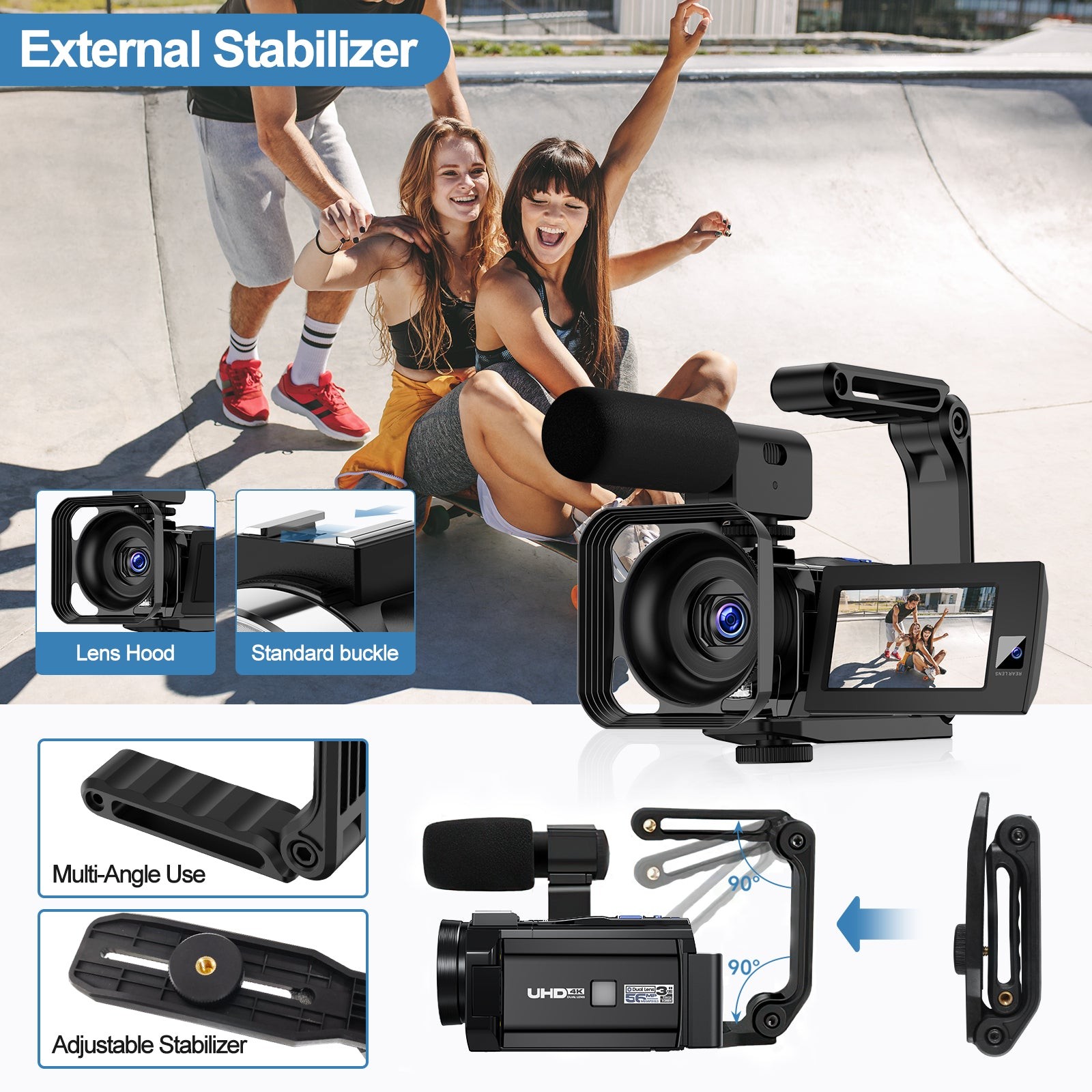 🔥5K Video Camera Camcorder, Digital Camera 56MP Dual Lens WiFi 3” 270° 16XZoom