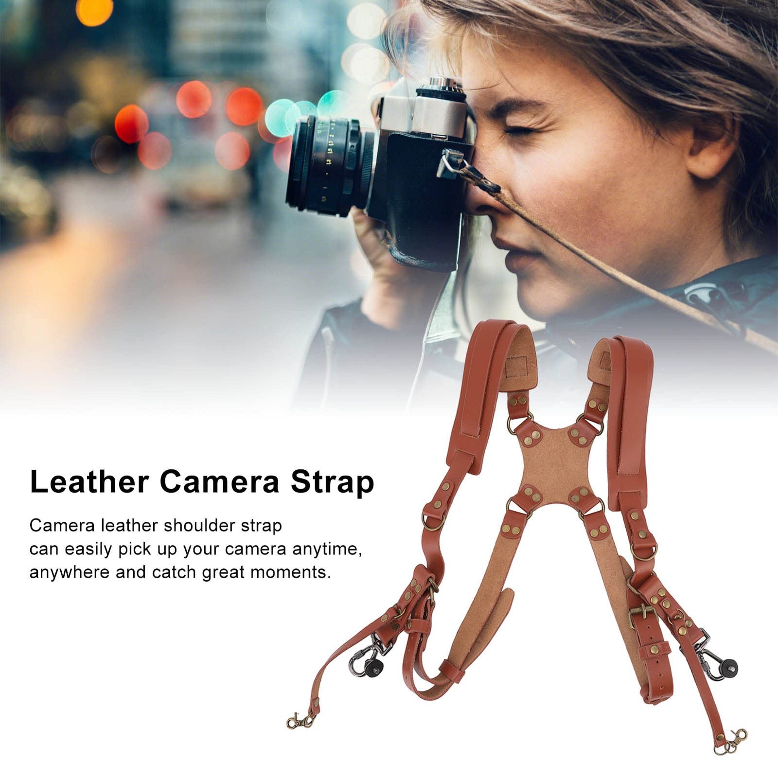 Jerliflyer Double Camera Harness, Quick Release Adjustable Leather Camera Har…