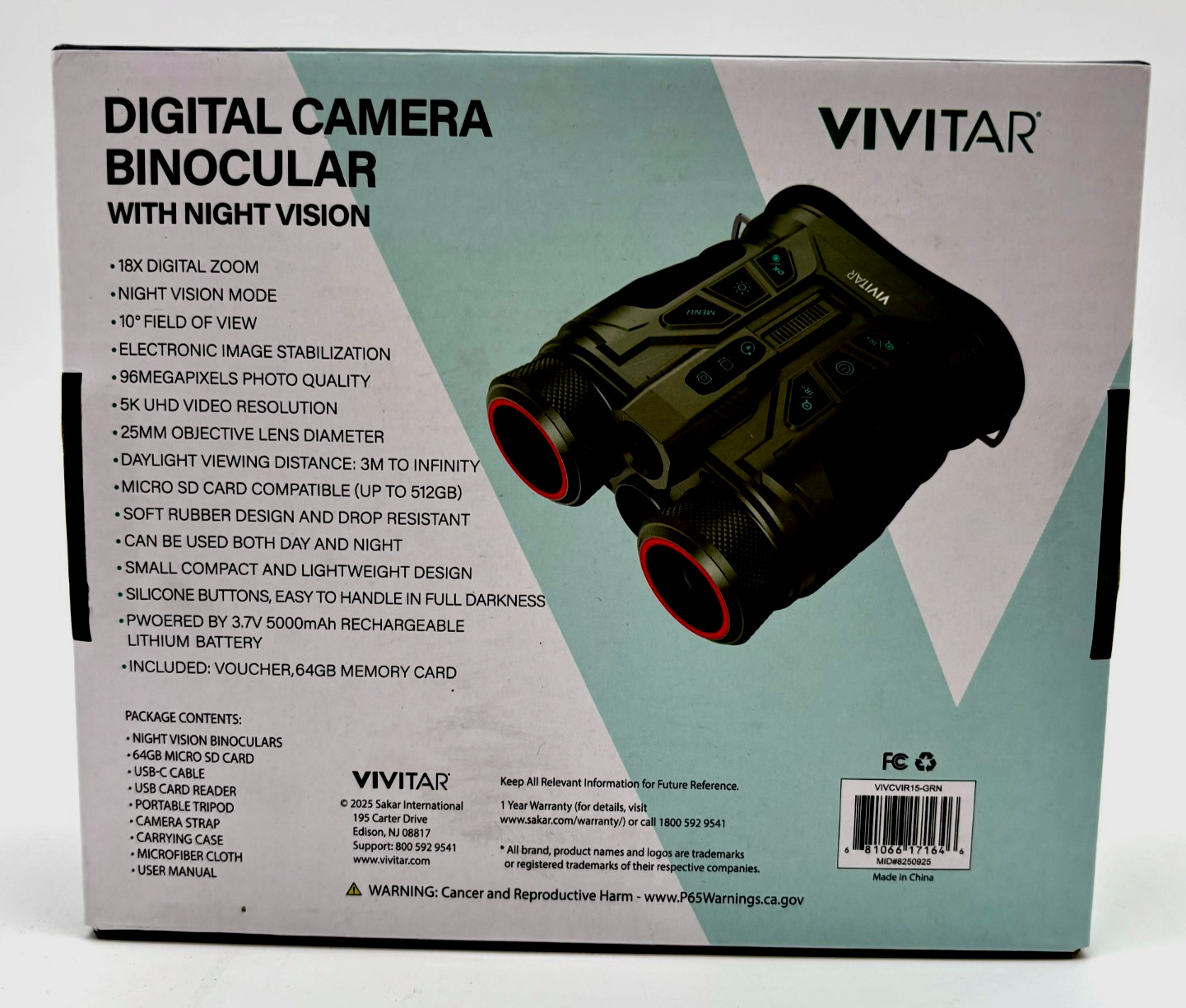 Vivitar 18X Zoom Digital Camera Binoculars Night Vision Green