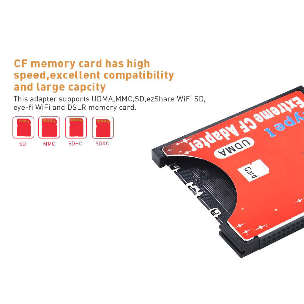 Extreme SDXC SDHC SD to CF Compact Flash Memory Card Type I Reader Adapter