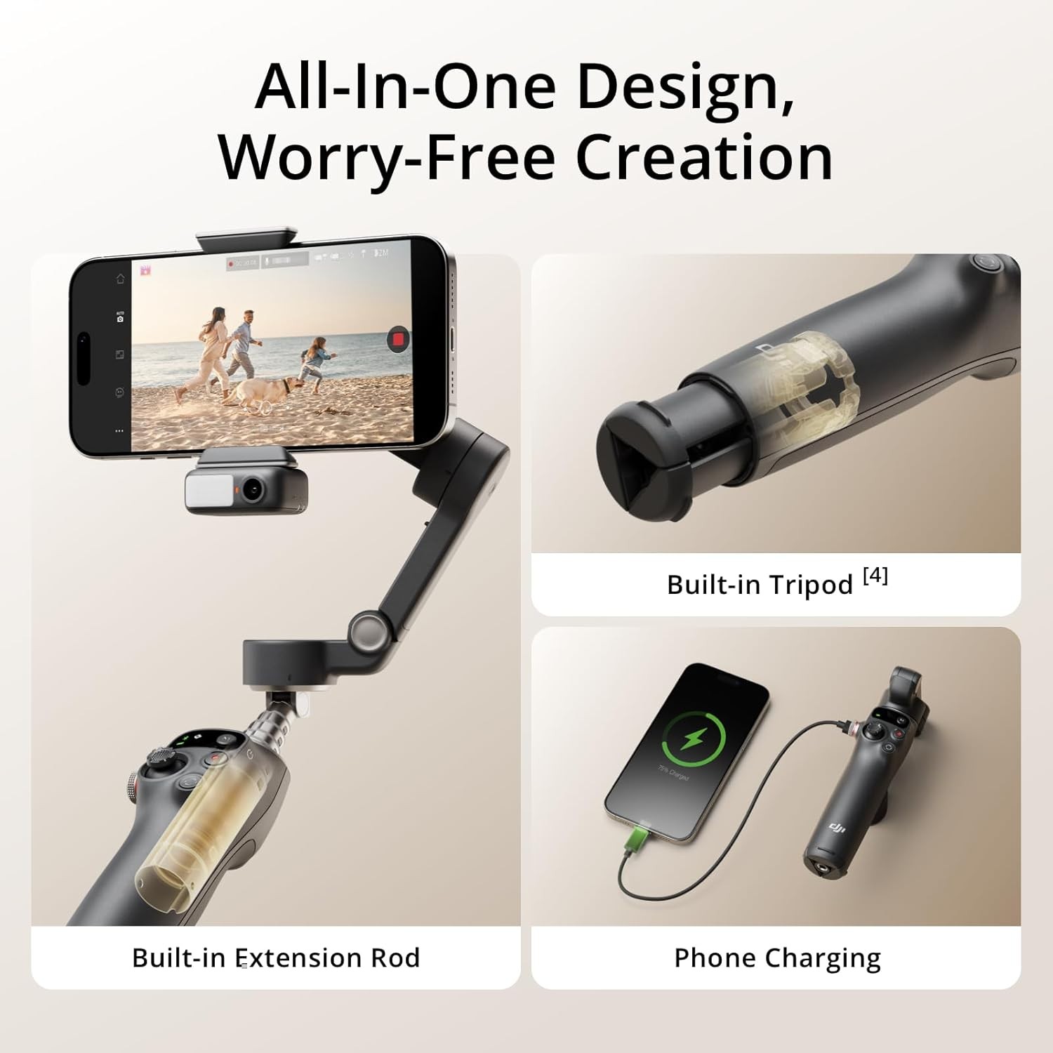 DJI Osmo Mobile 8 Gimbal Stabilizer for Phone AI Native Tracking with Audio & L