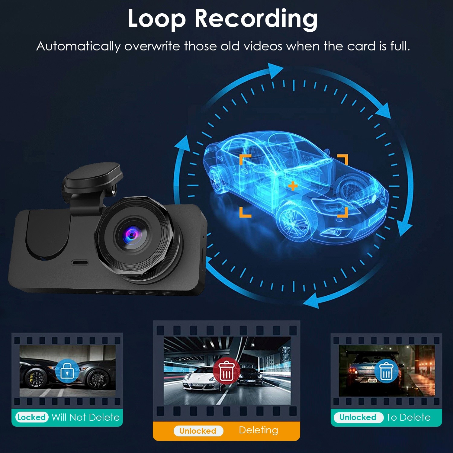 3 Channel Dash Cam Front Inside Rear Vehicle Driving Recorder Car DVR With 32G M