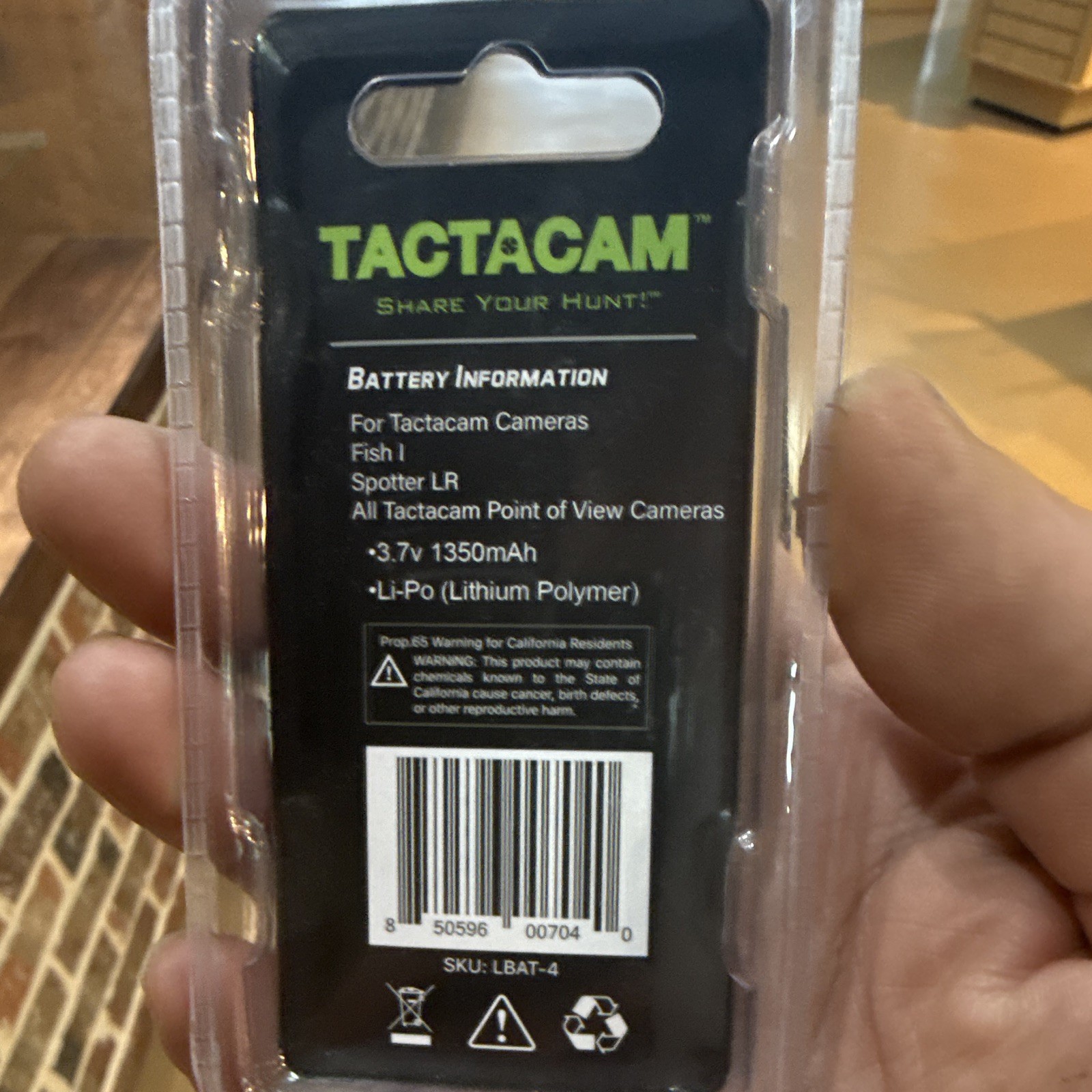 Tactacam LBAT-4 Li-Po Rechargeable Battery 3.7V 1350mAh for Cameras