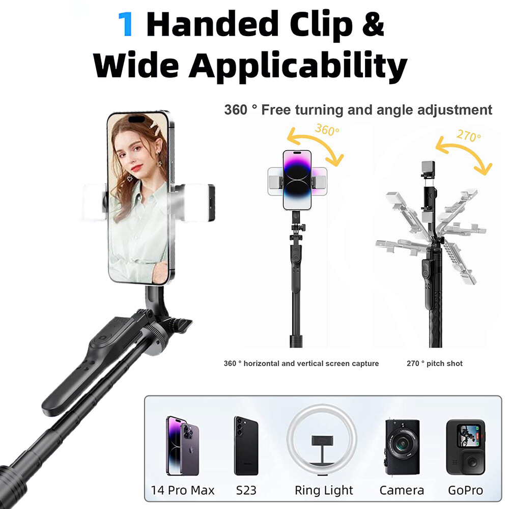 68″ Professional Cell Phone Holder + Camera Tripod Stand Remote Selfie Stick US