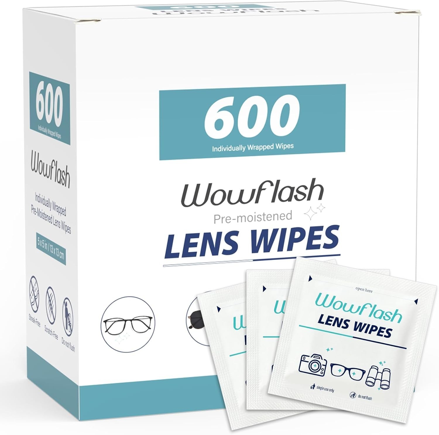 600 Count Pre-Moistened Lens Wipes – Scratch-Free & Streak-Free Eyeglass Cleaner