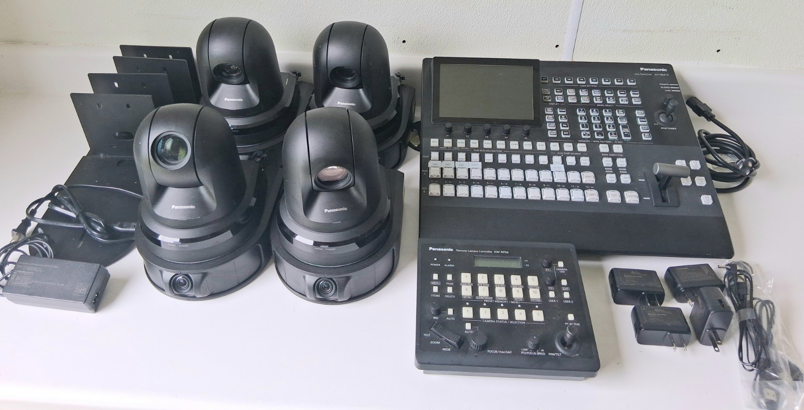 Panasonic AW-HE40SKP PTZ Cameras w/ AW-HEA10KPJ, AV-HS450N Switcher, AW-RP50N