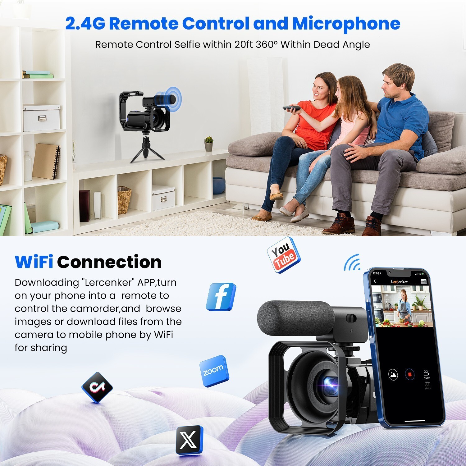 🔥5K Video Camera Camcorder, Digital Camera 56MP Dual Lens WiFi 3” 270° 16XZoom