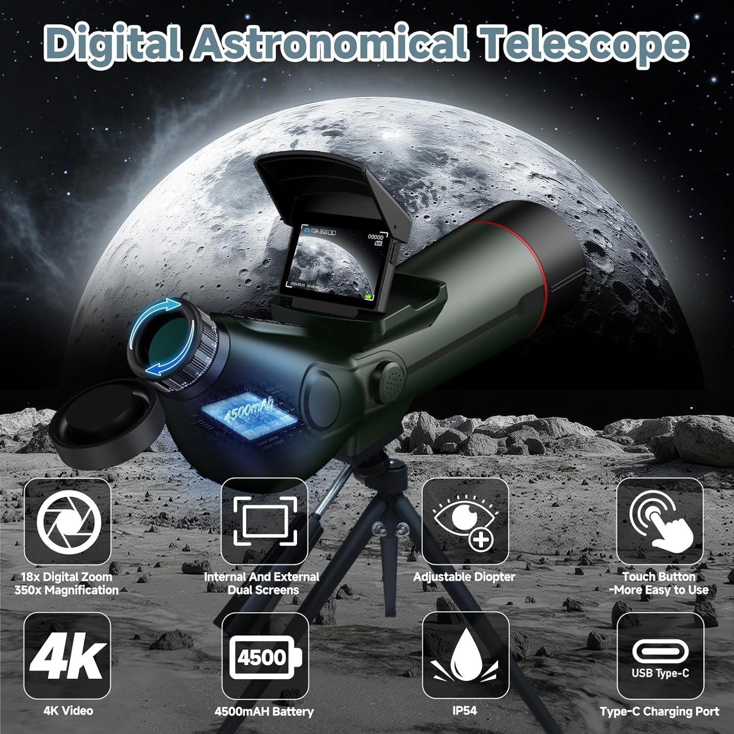 Smart Telescope, Professional Refractor Auto-focus Portable Digital Electronic T