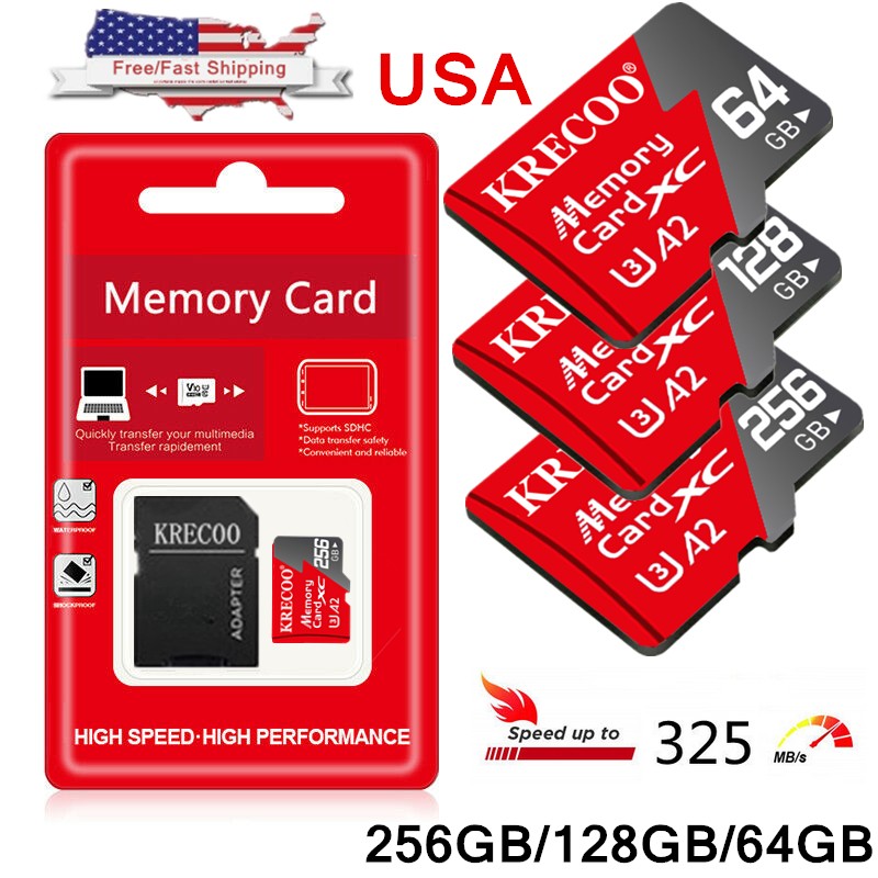 128GB 256GB 1TB Micro SD Card Memory Card TF Card Free Adapter High Speed Lot