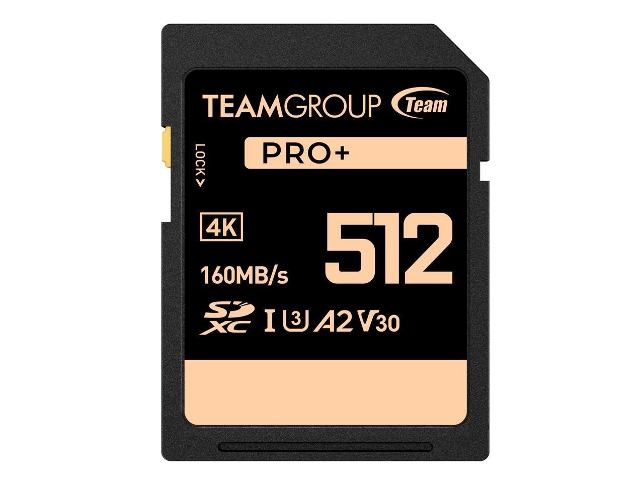TeamGroup TPPSDX512GIA2V3001 512GB SDXC Memory Card Pro Plus U3 V30 A2 4K