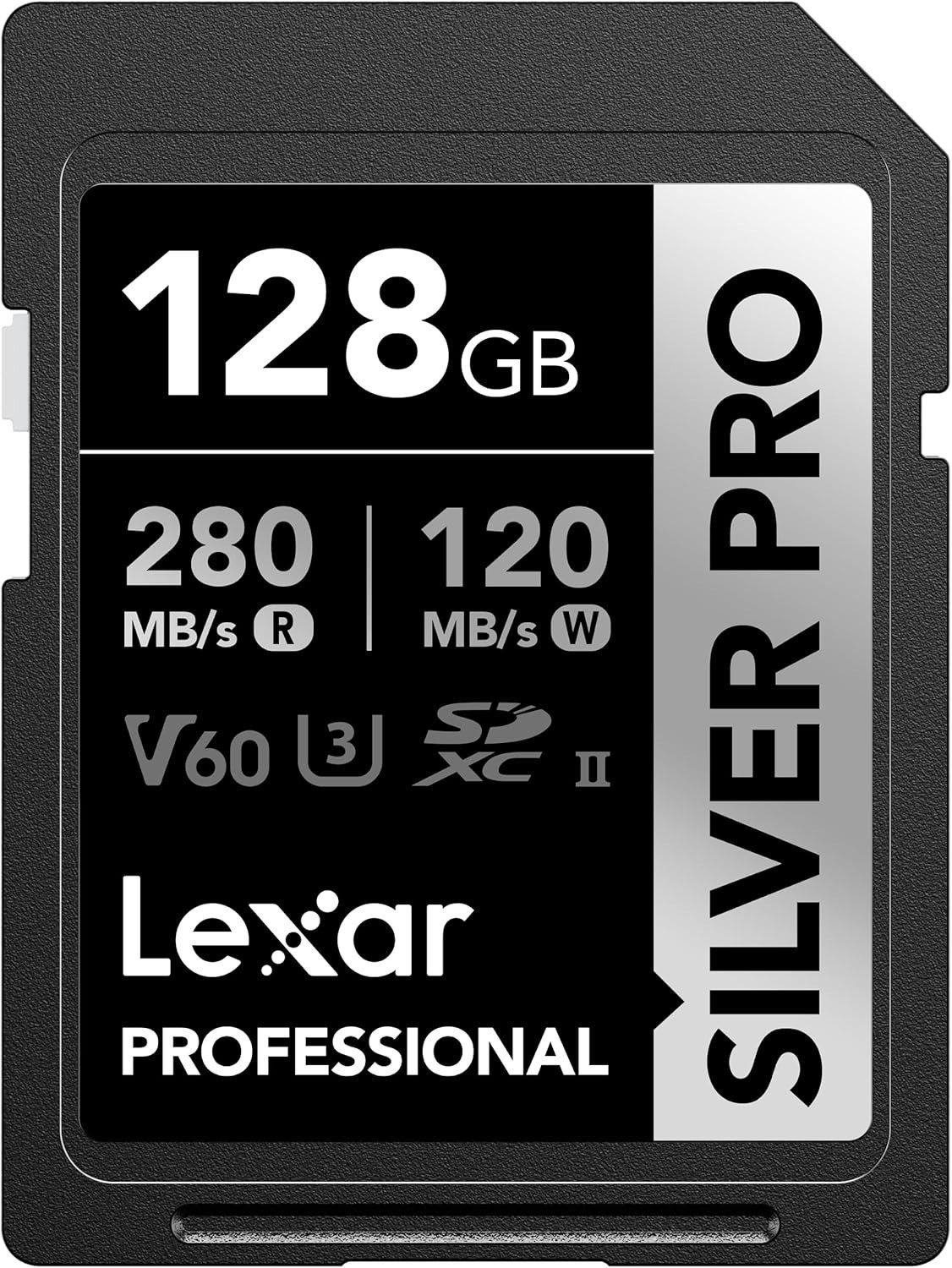128GB Professional SILVER PRO SD Card, UHS-II, C10, U3, V60, Full HD, 4K, Up …