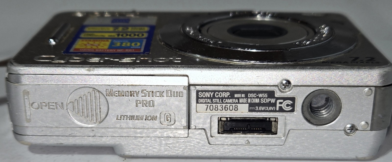 Sony Cyber-shot DSC-W55 7.2MP Digital Camera Silver For Parts Only Pls Read