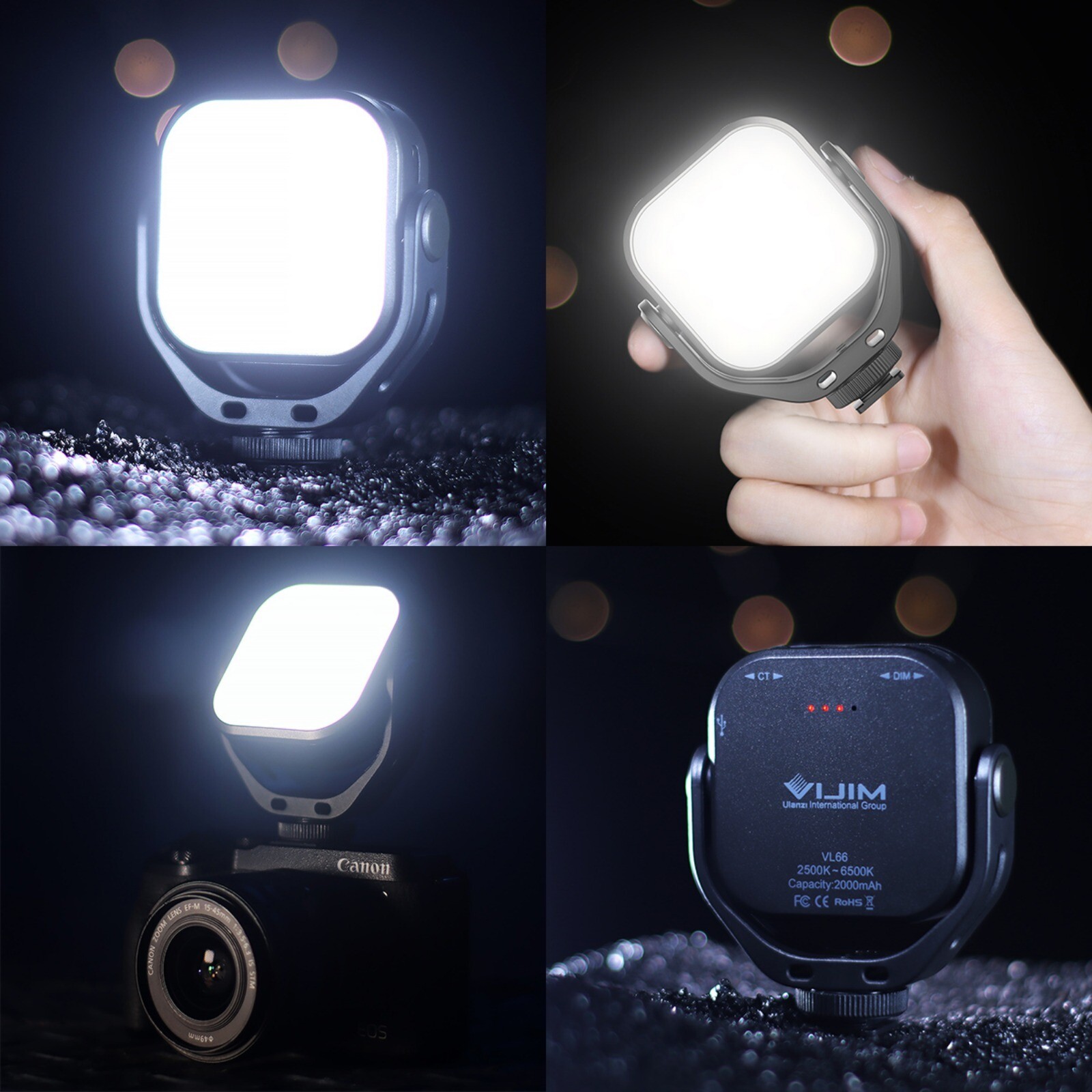 Ulanzi VIJIM VL66 LED Video Light with 360 Rotation Mount Bracket Fill Light