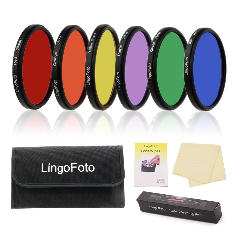 LingoFoto 58mm 6 IN 1 6pcs of Colors Round Full Color Lens Filter Set