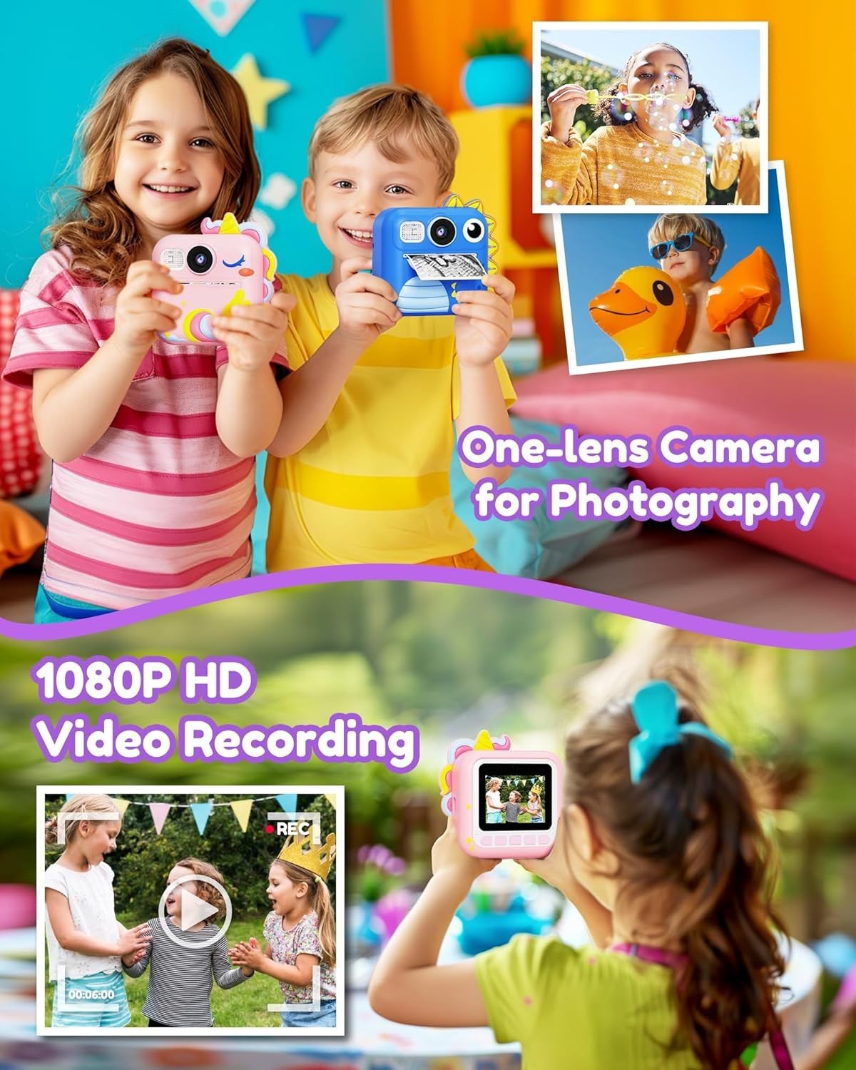 Kids Camera Instant Print, Toddler Cameras Birthday Instant Print Toys for Kids