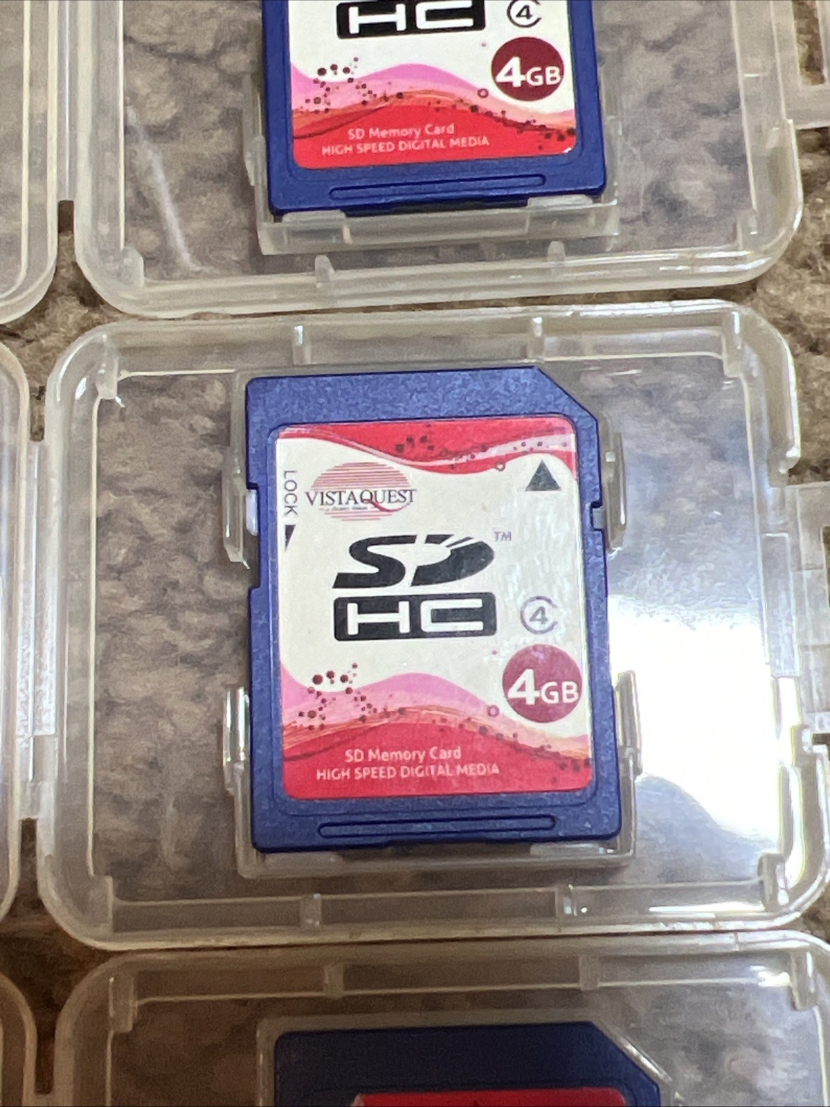 Vistaquest SD HC 4GB Memory Card Class 4, High Speed Digital Media, Lot Of 3