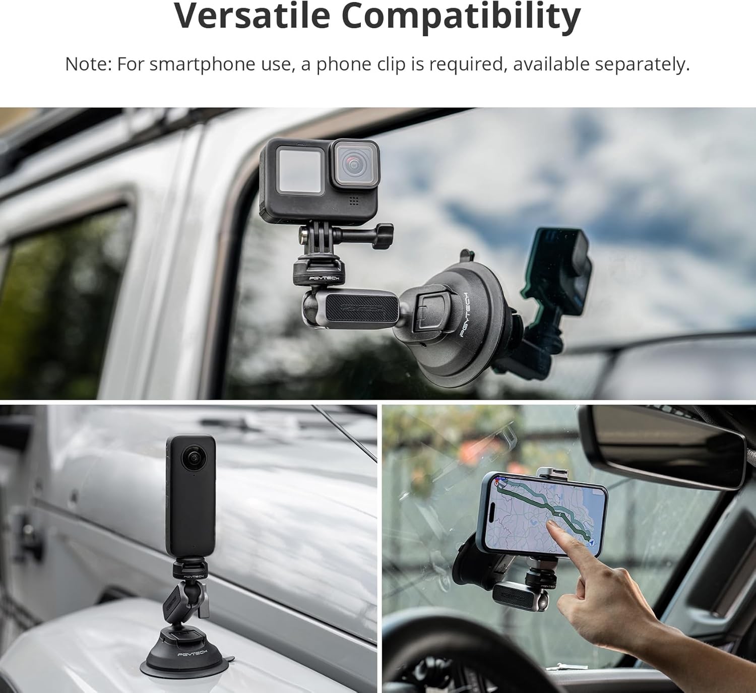 Camera Suction Cup Car Mount for DJI Osmo Action 6 Pocket 3 GoPro 12 Insta360 X5
