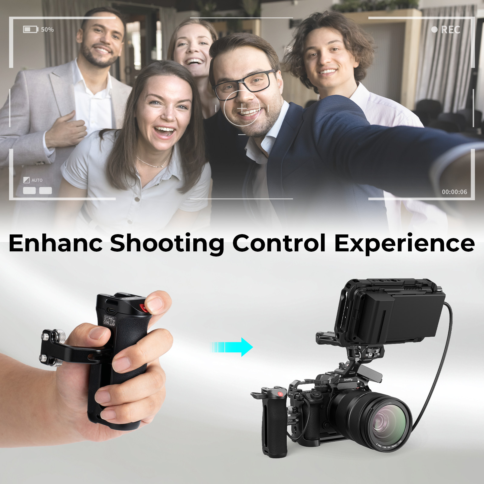 SmallRig Threaded Side Handle&Record Start/Stop Remote Trigger 3 Control Cable