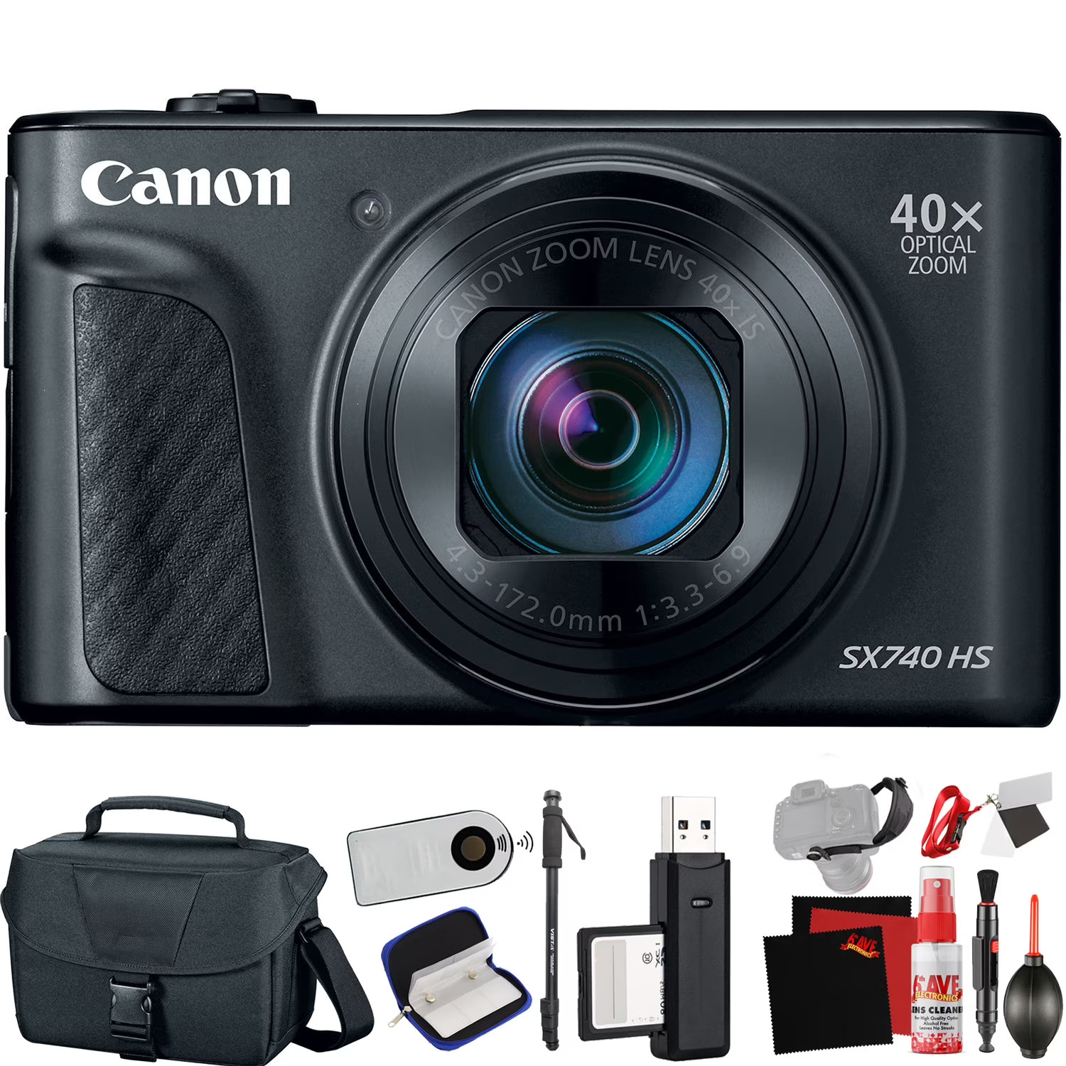 Canon PowerShot SX740 HS Digital Camera (Black) (Intl Model) +Extra Accessory Bu