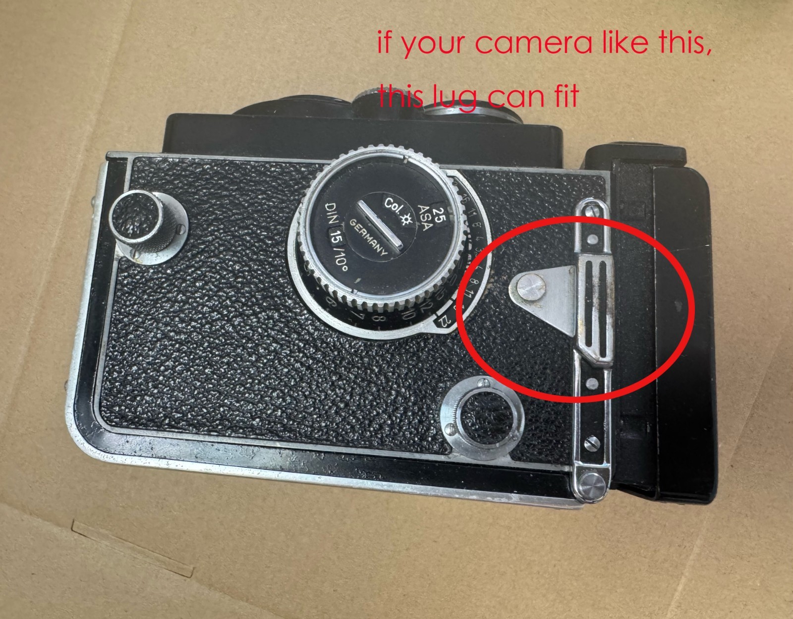 Genuine Leather Shoulder Strap w/ Lugs Rolleiflex MX-EVS Rolleicord VB +PAD