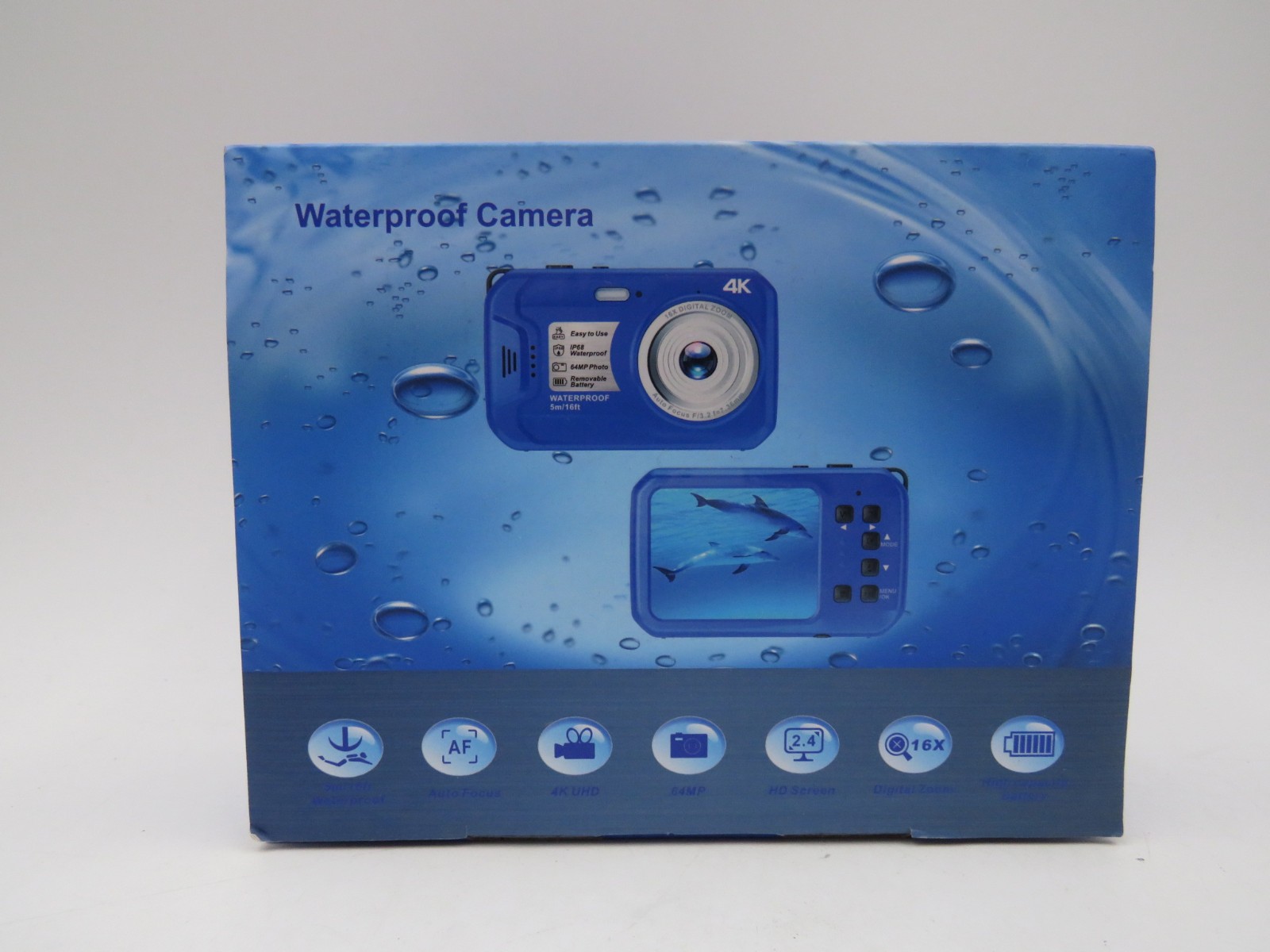 4K Underwater Camera 64MP 16FT Waterproof Digital Camera with 16GB Card NEW