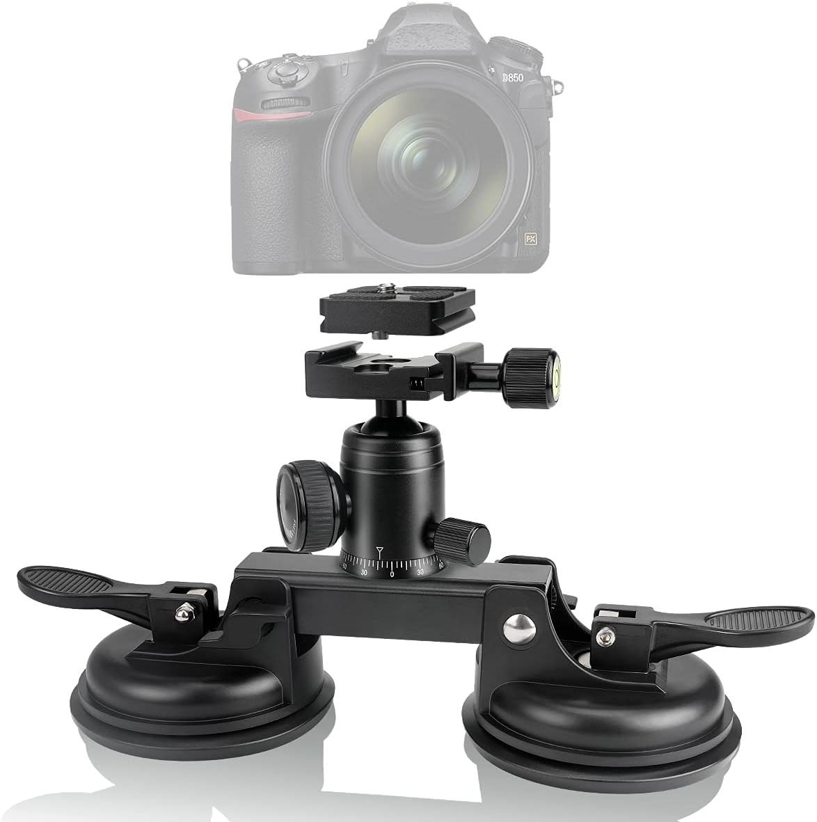 Professional Heavy Duty (20 Lbs Load) DSLR Mirorrless Camera Suction Cup Car Mou