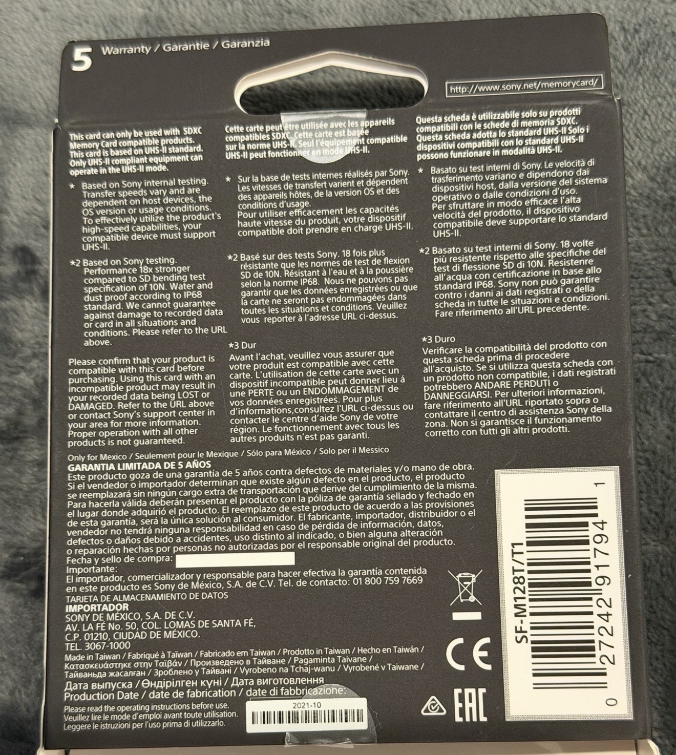 Sony M Tough 128GB Series SF-M128T UHS-II Class 10 U3 V60 SDXC SD Memory Card