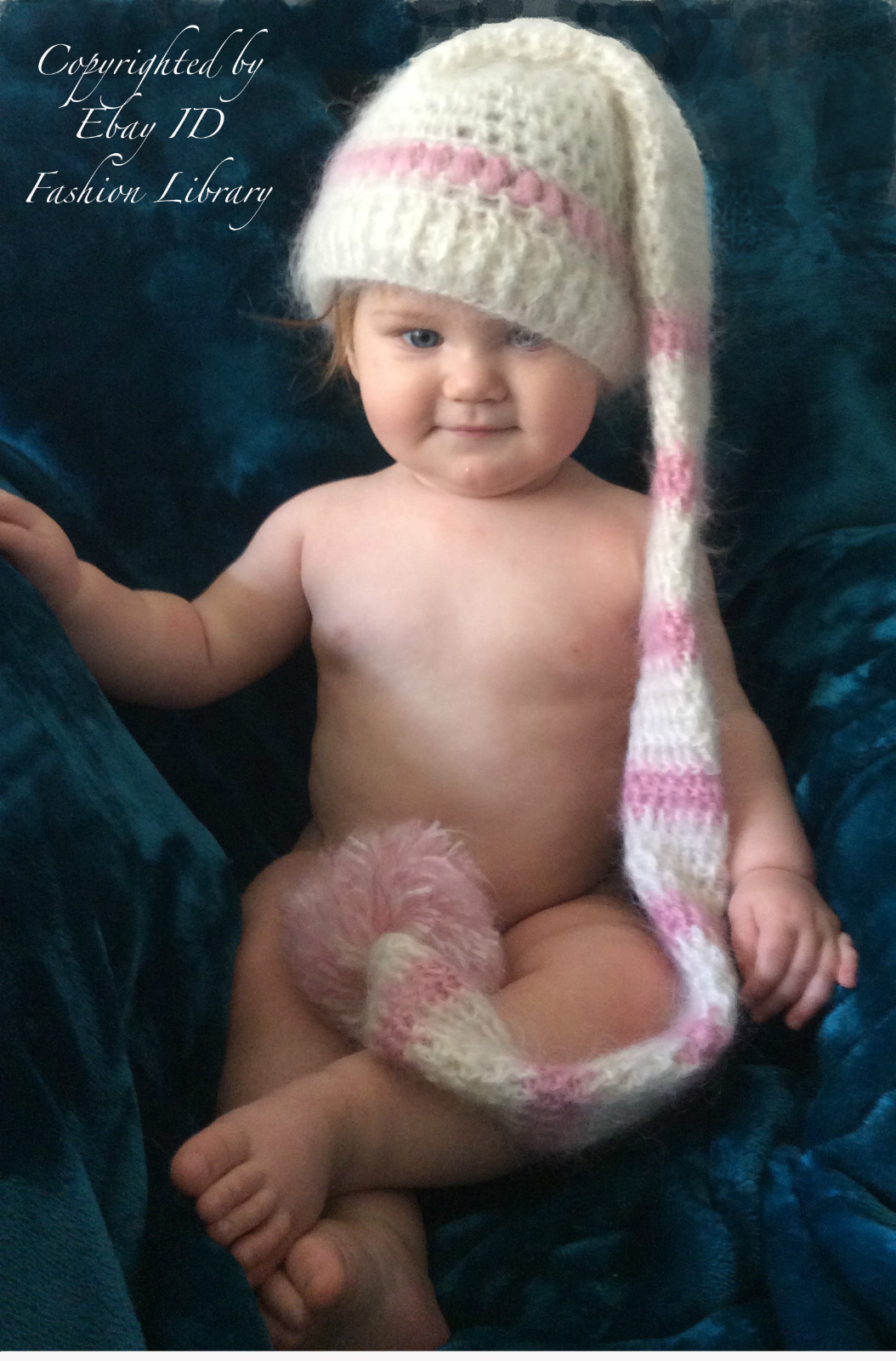 0-6 months Elf Hat Long Tail Baby Girl Photography Photo Prop handmade crochet
