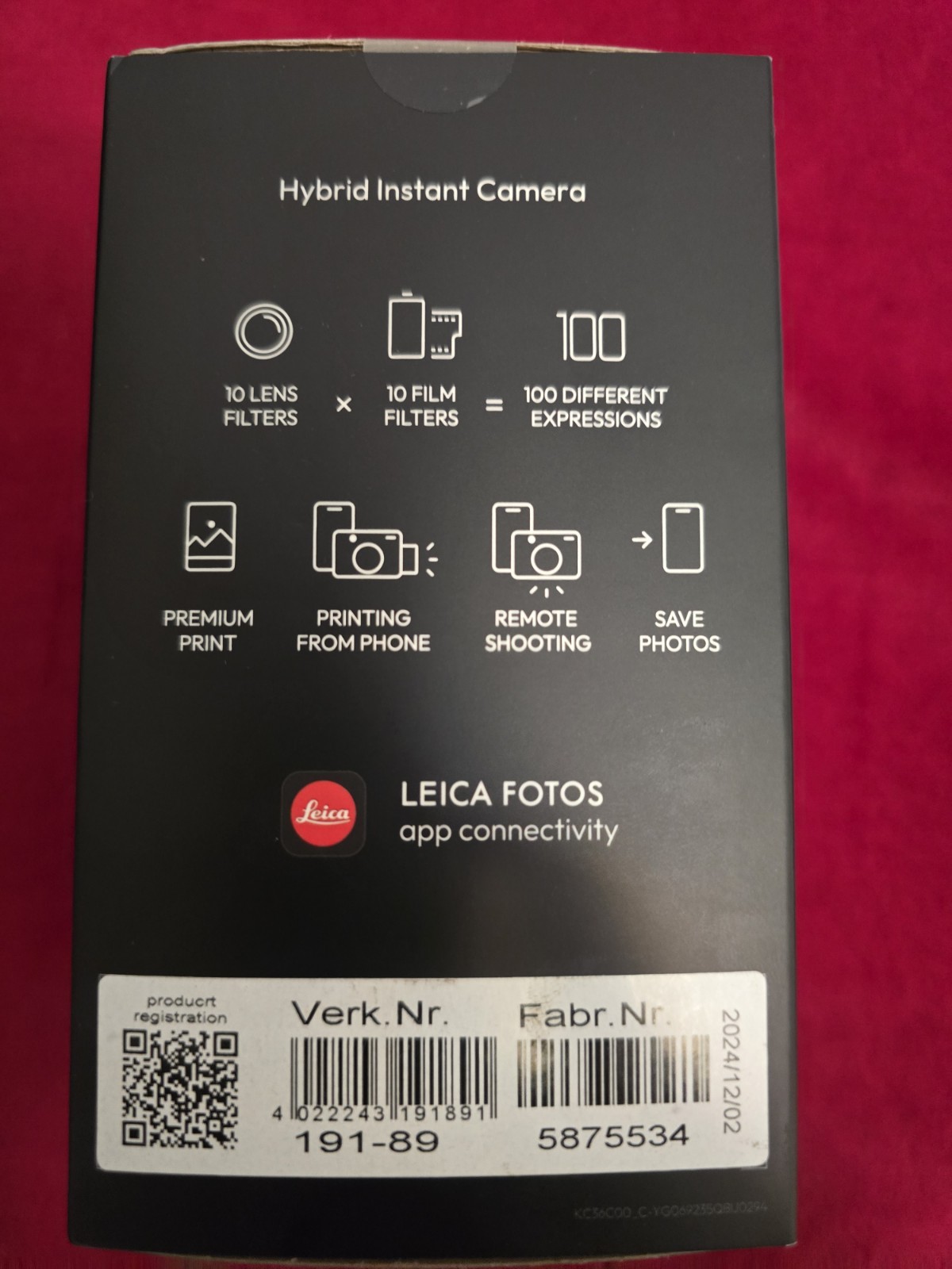 Leica Sofort 2 Hybrid Digital and Instant Photo Red Camera w/ LCD Display