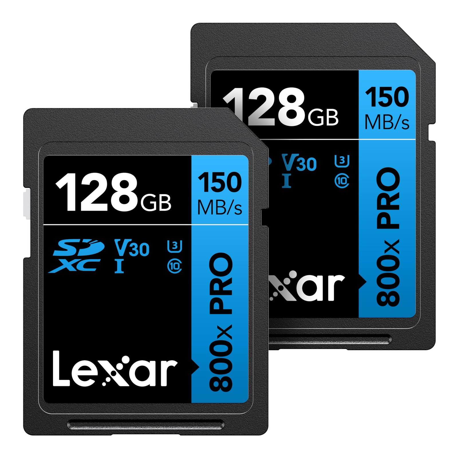 128GB (2-Pack) High-Performance 800x PRO SDXC UHS-I Memory Card, C10, U3, V30, 4