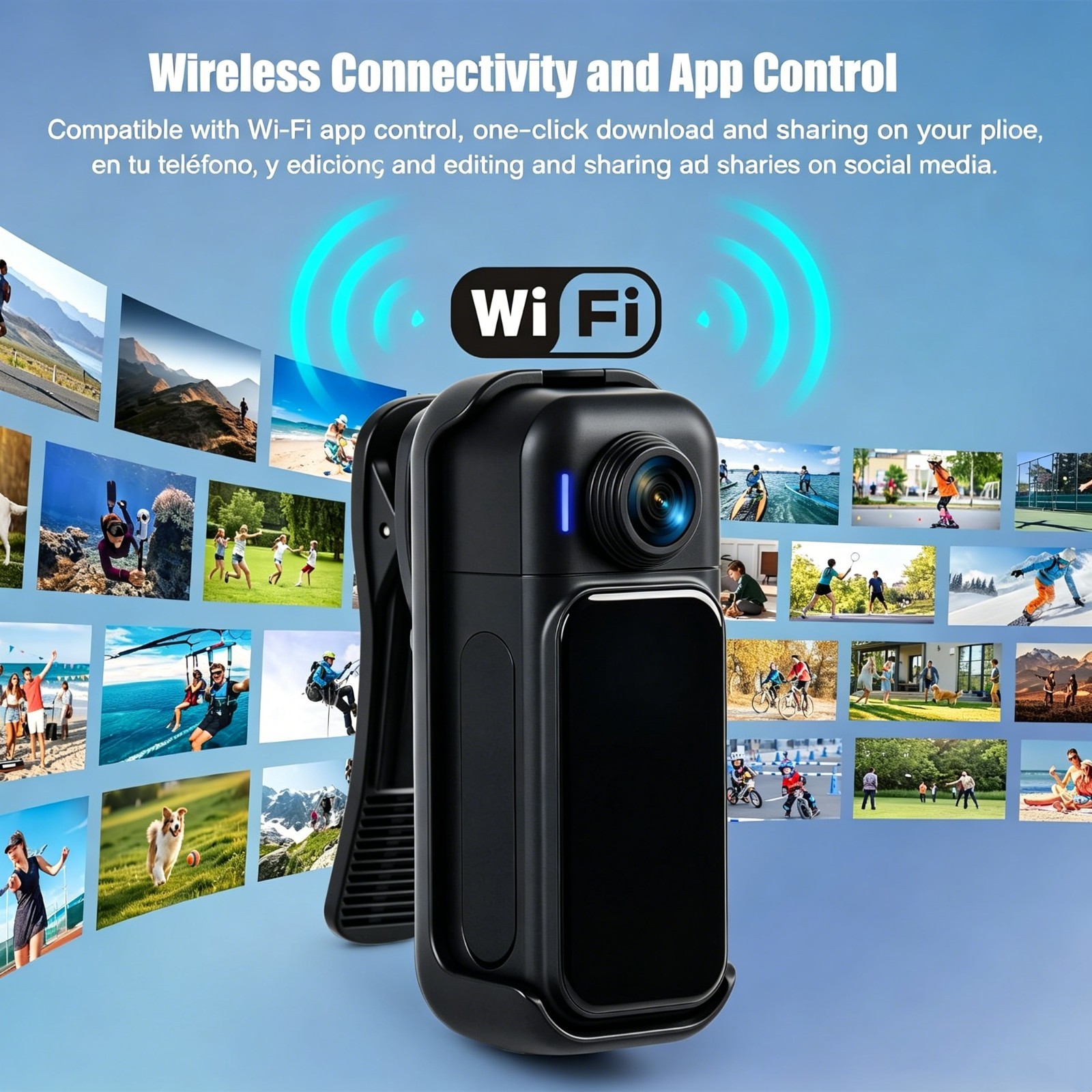 Thumb Action Camera 1080P 64GB POV Helmet Cam for Skiing Outdoor Travel Sports