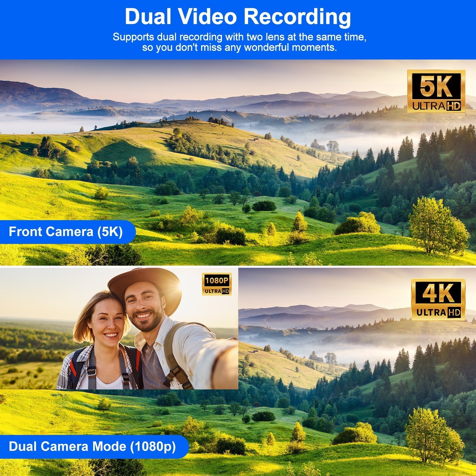 🔥5K Video Camera Camcorder, Digital Camera 56MP Dual Lens WiFi 3” 270° 16XZoom