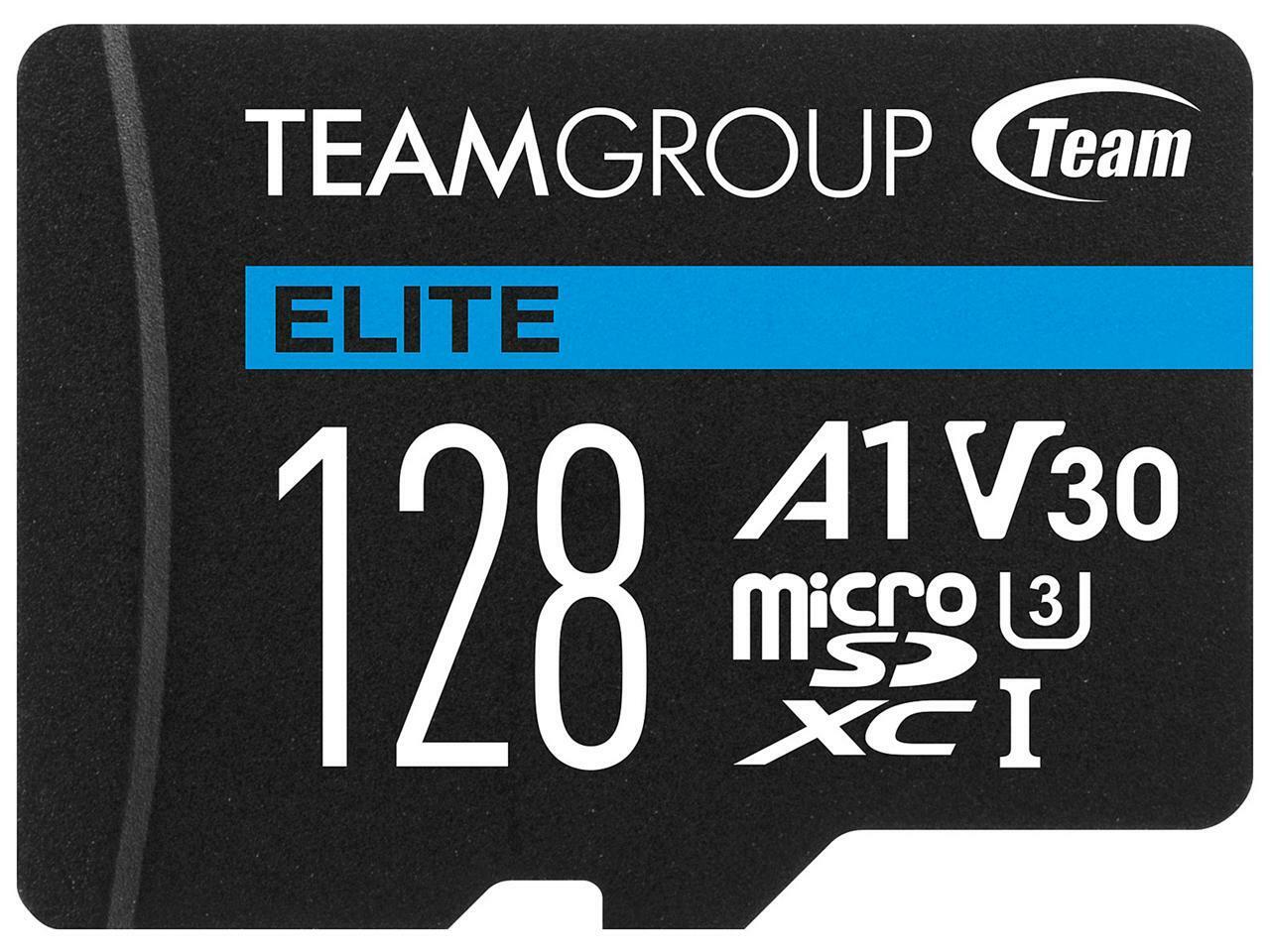 Team Group 128GB Elite microSDXC UHS-I U3, V30, A1, 4K UHD Micro SD Card w/ a…