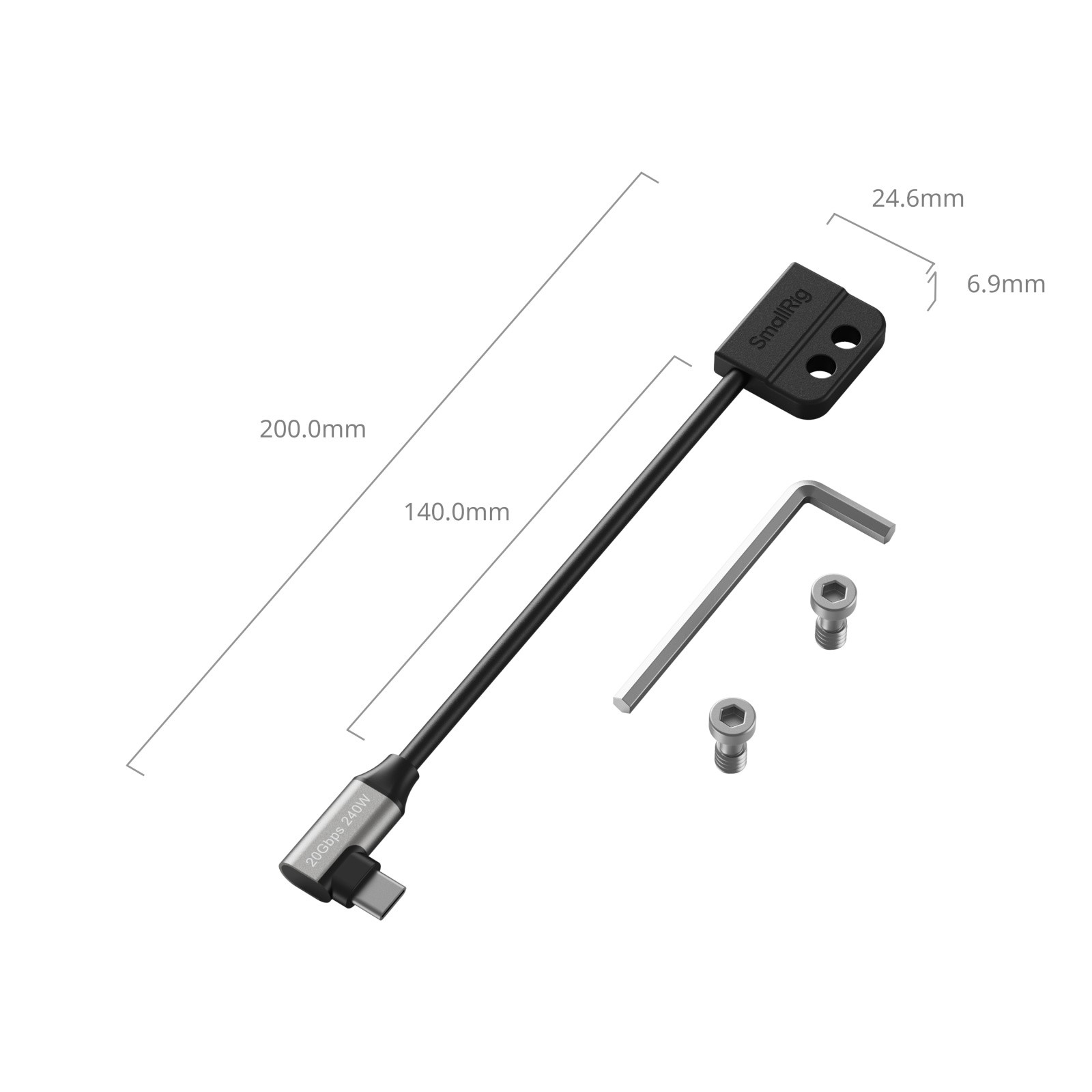 SmallRig USB-C Cable Male to Female [20Gbps, 240W], with 1/4”-20 Screws for Cam