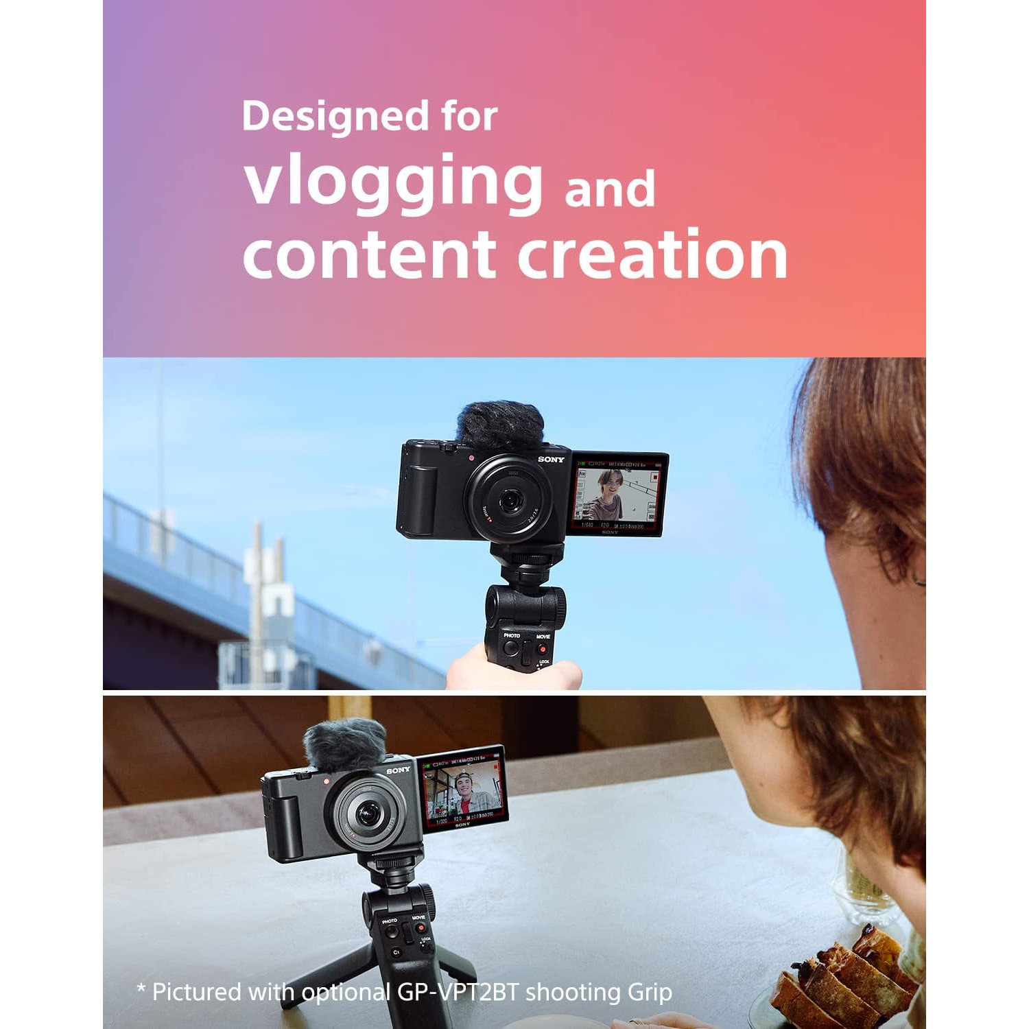 Sony ZV-1F Vlog Camera with 4K Video for Vloggers Black Bundle