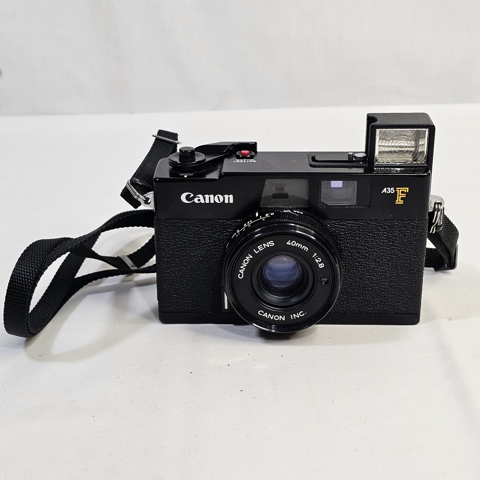 Vintage Canon A35F 35mm Rangefinder Film Camera 40mm f/2.8 Flash TESTED WORKING