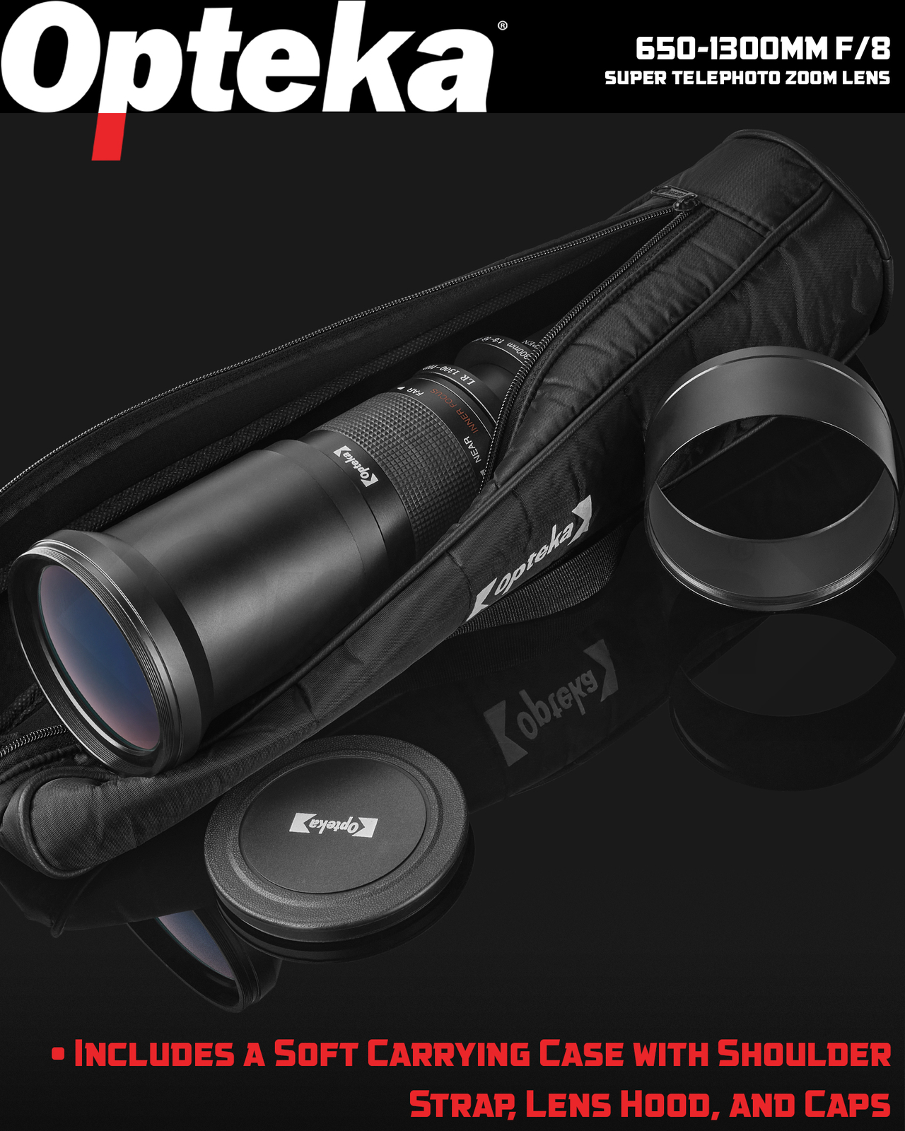 Opteka 650-1300mm f/8 Telephoto Zoom Lens for Canon RF Mount Mirrorless Cameras