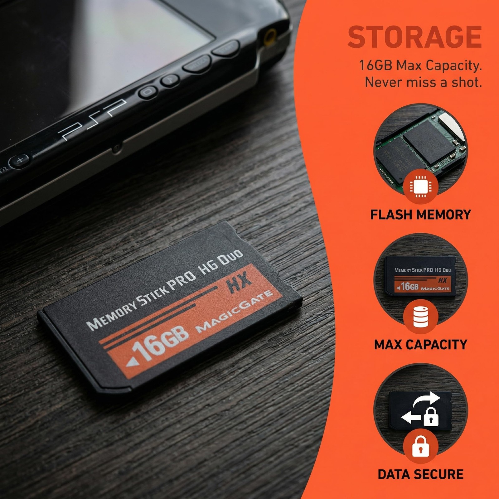 16GB Memory Stick ProHG Duo MSHX16GB Compatible With PSP 1000 2000 3000