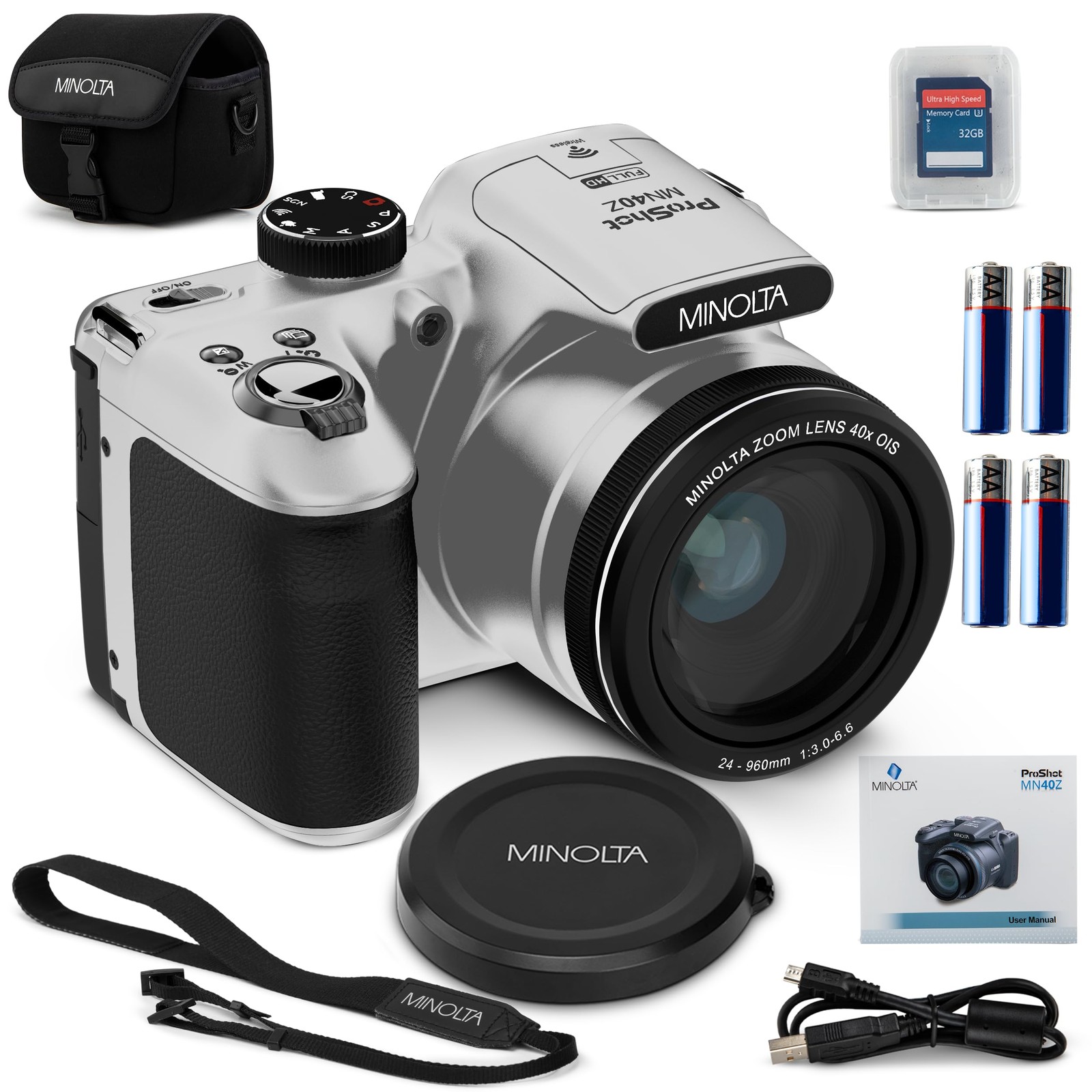Minolta MN40Z 20MP Digital Camera – 40x Optical Zoom, 1080p FHD Video