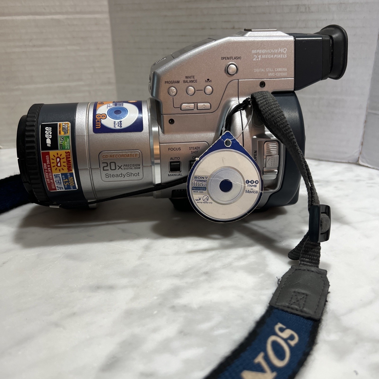 Sony Mavica Mega Movie HQ Digital Still Camera MVC-CD1000 Tested Works